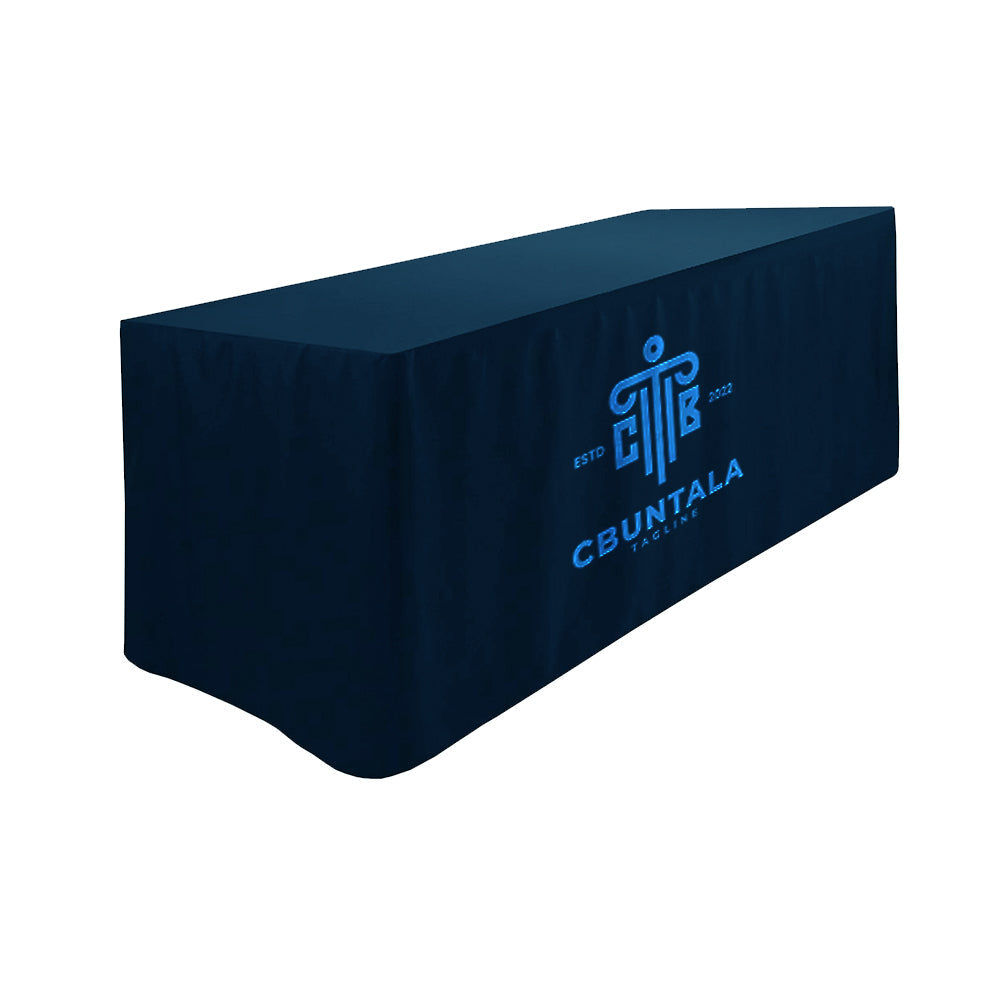 8 feet wide box fitted table cover printed with dye sublimation custom Print