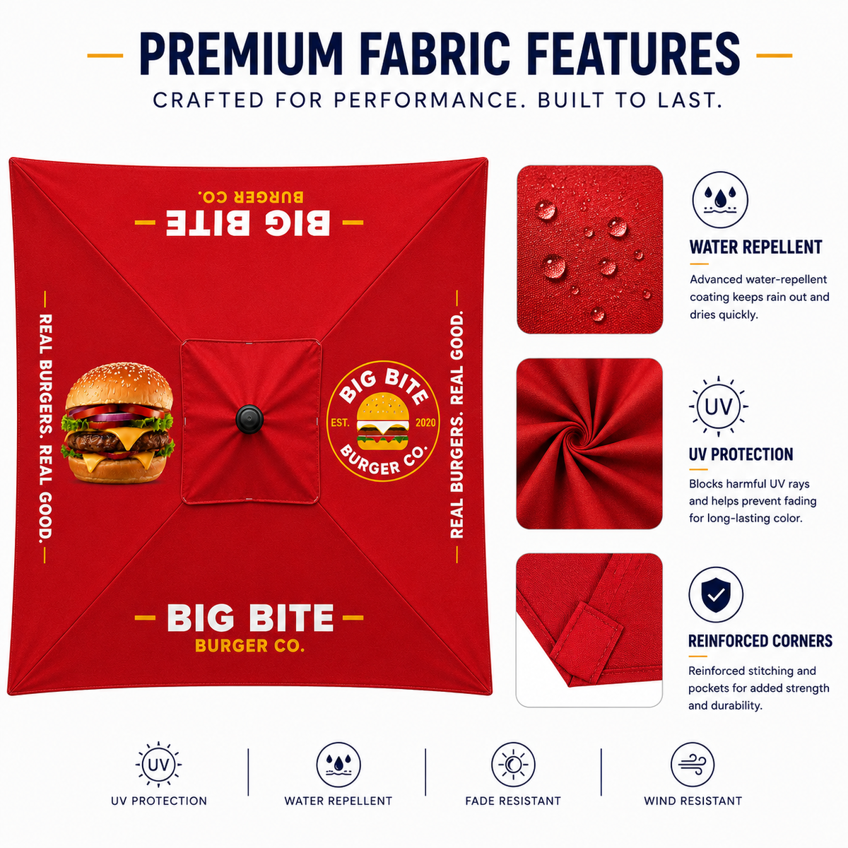 Shadely™ Market Square Premium Umbrella – Custom Printed Premium