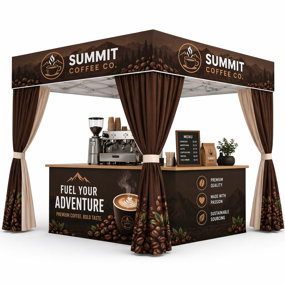 Tently™️ Flat top™️ Cabana Tent with Curtains